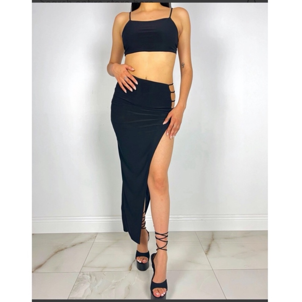 All black two piece maxi skirt Set